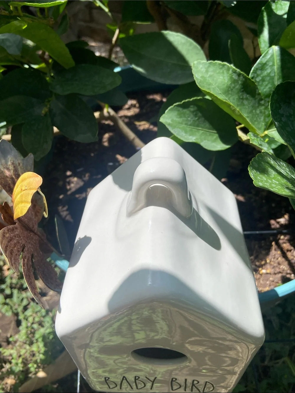 Rae Dunn White Ceramic Birdhouse 'Baby Bird'